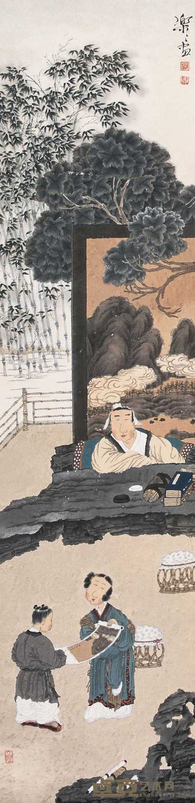 徐乐乐 清心赏画图 立轴 120×29cm